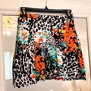 Wet Seal Bright Abstract Leopard Animal Floral Print Mini Skirt - Size Small